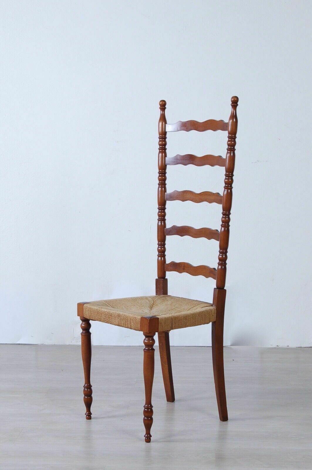 High Back Wooden Chair With Straw Seat Design And Production In The 50s photo buy