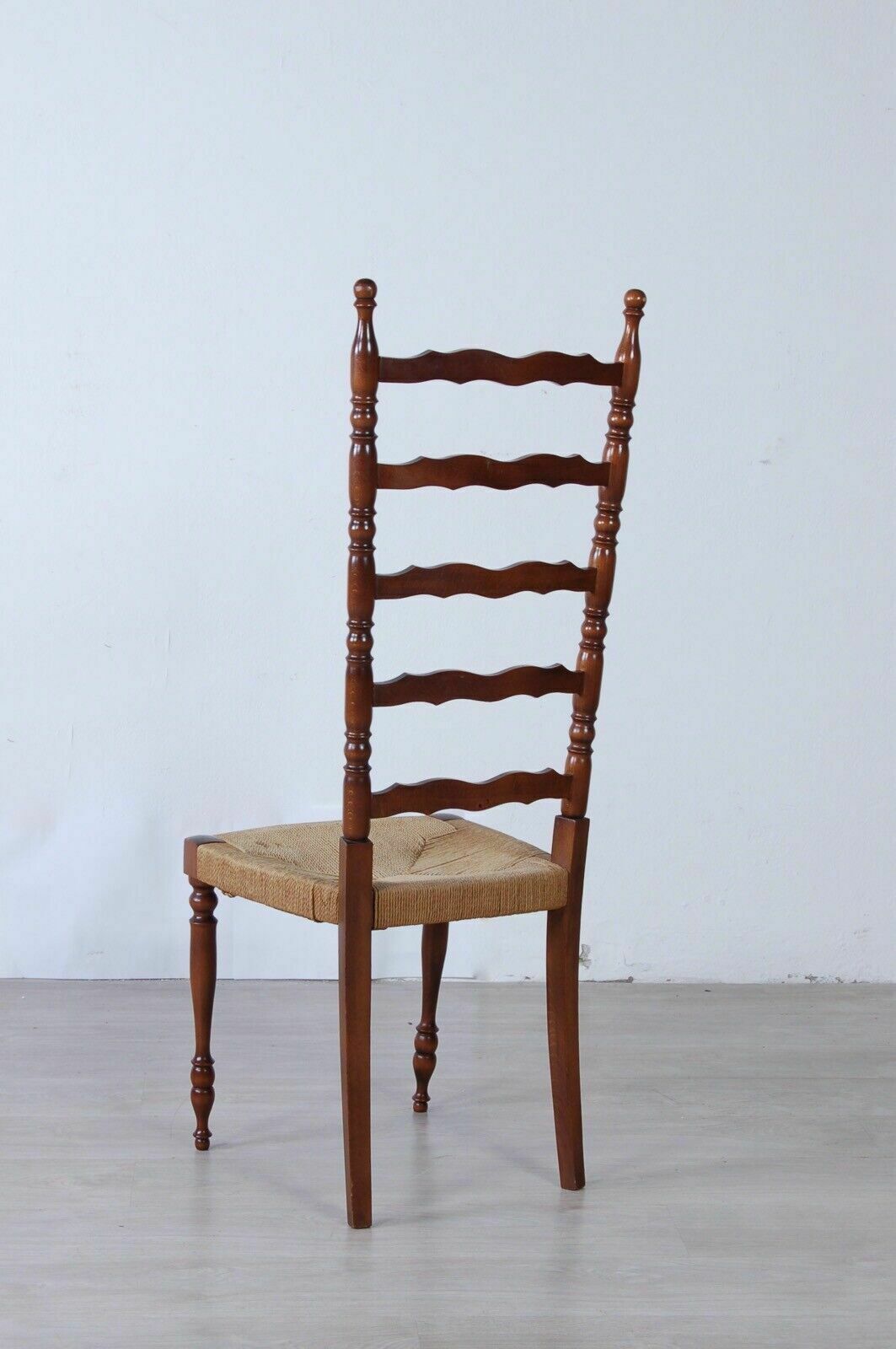 photo furniture High Back Wooden Chair With Straw Seat Design And Production In The 50s