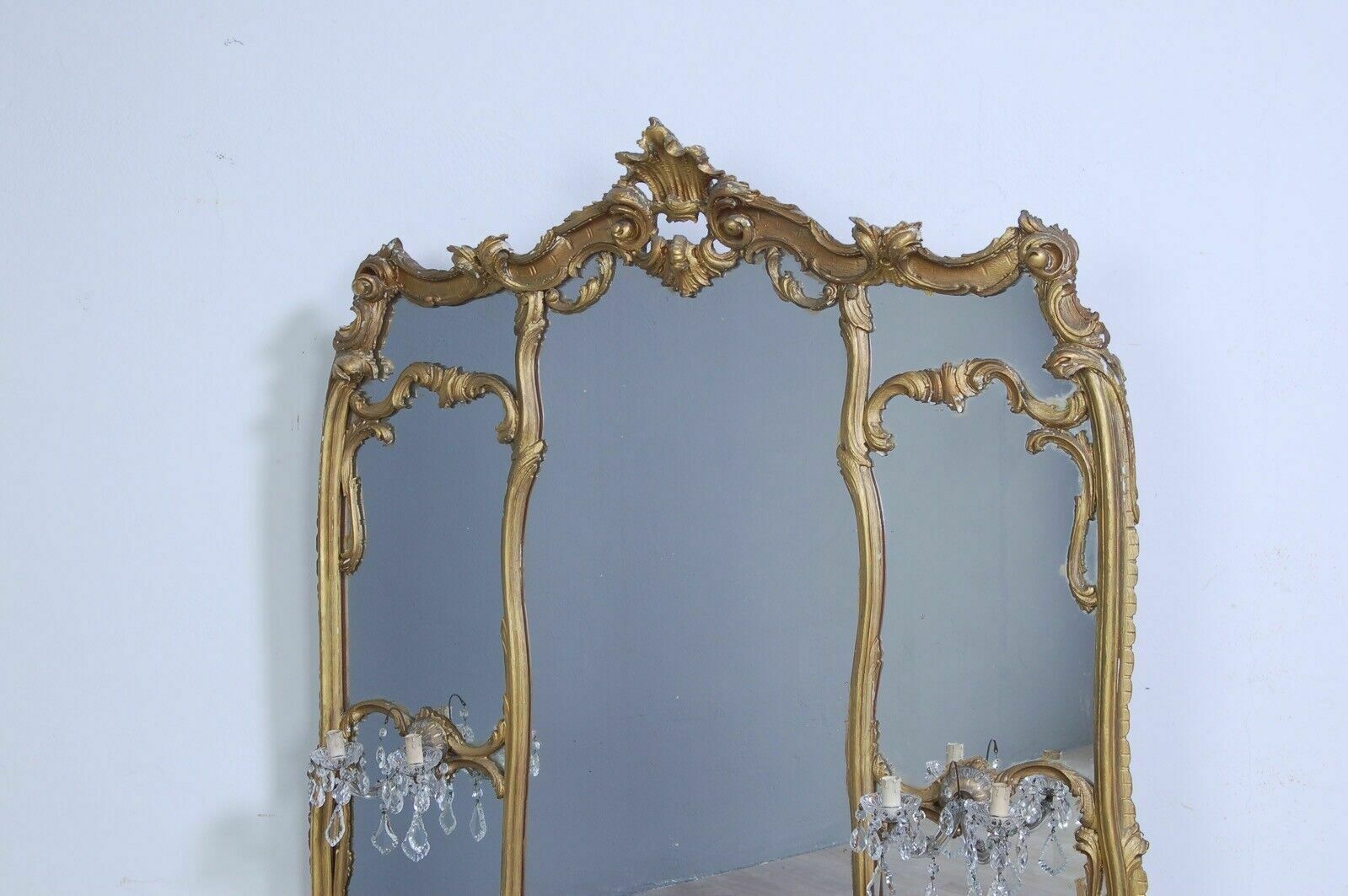 Baroque Dressing Table Suspended Console Large Mirror Gold Frame Applique Drops photo Furniture