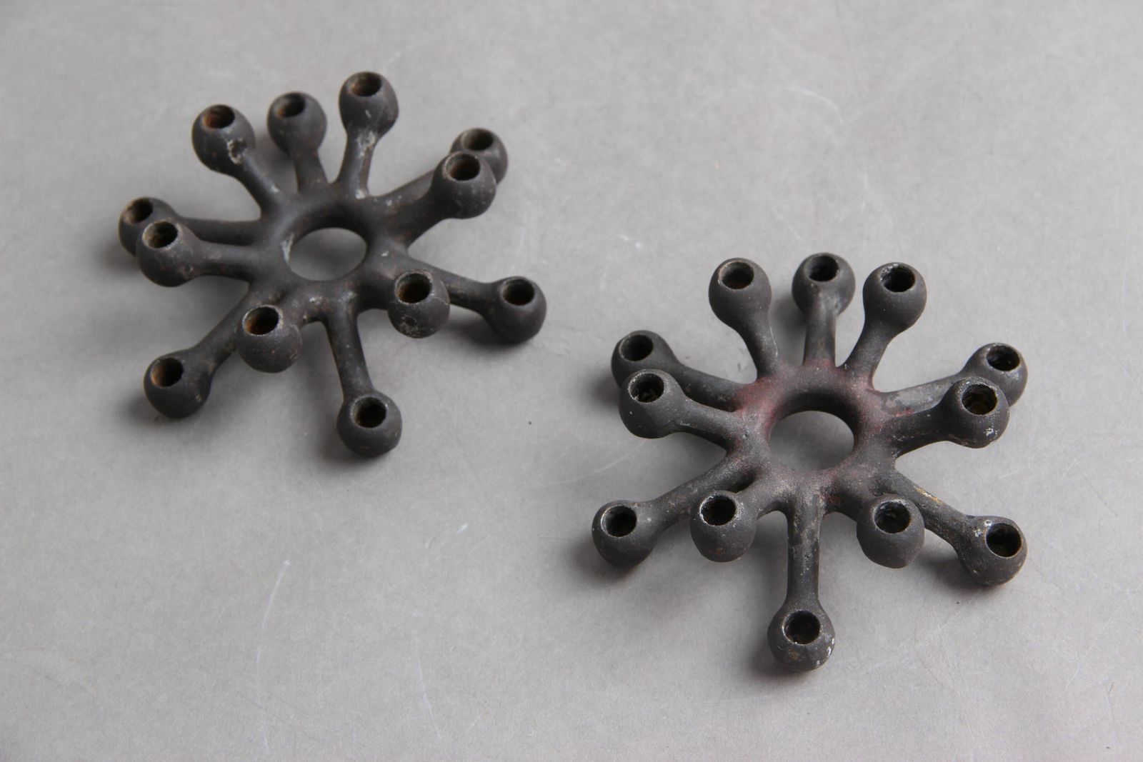 Jens H. Quistgaard Candlestick In Iron Ihq Denmark Danish 12 Armed Candlestick, Set Of 2 Pieces photo Home Decor