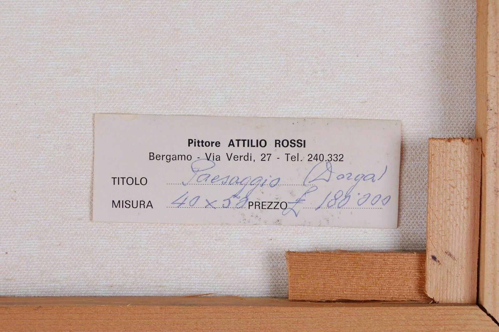 photo furniture Framework Attilio Rossi Landscape Dorga Bergamo Oil On Canvas Certified
