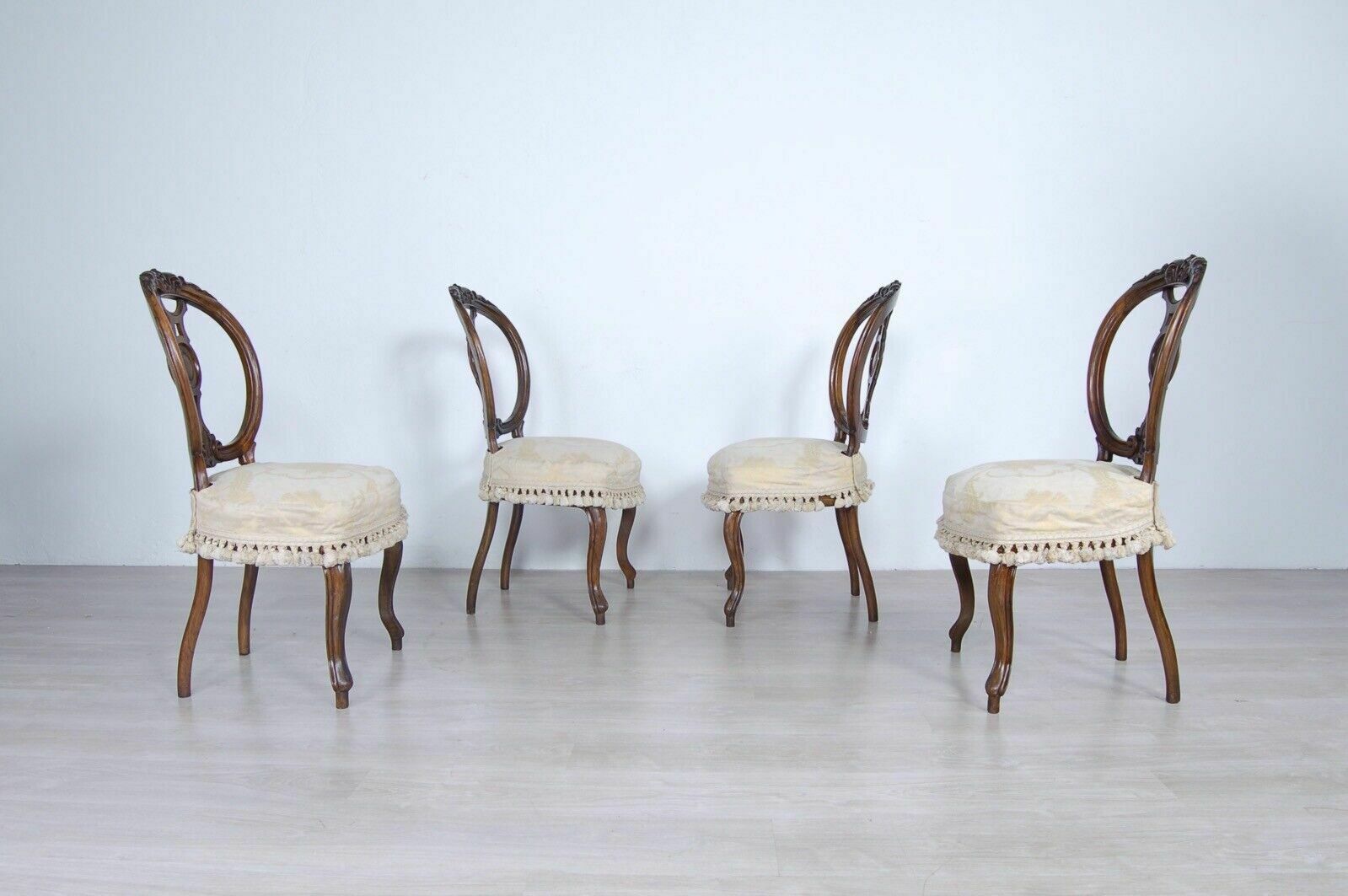 Luigi Filippo Chairs End 800 4 Seats Walnut Wood Velvet Seat And Chair Cover photo Furniture