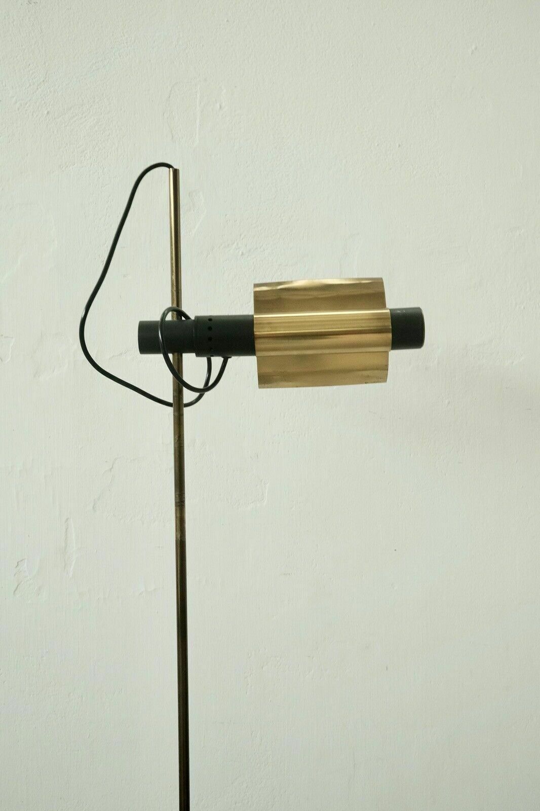 Floor Lamp Iron Brass Design From The 60s, Adjustable Lampshade With Dimmer photo vinterior