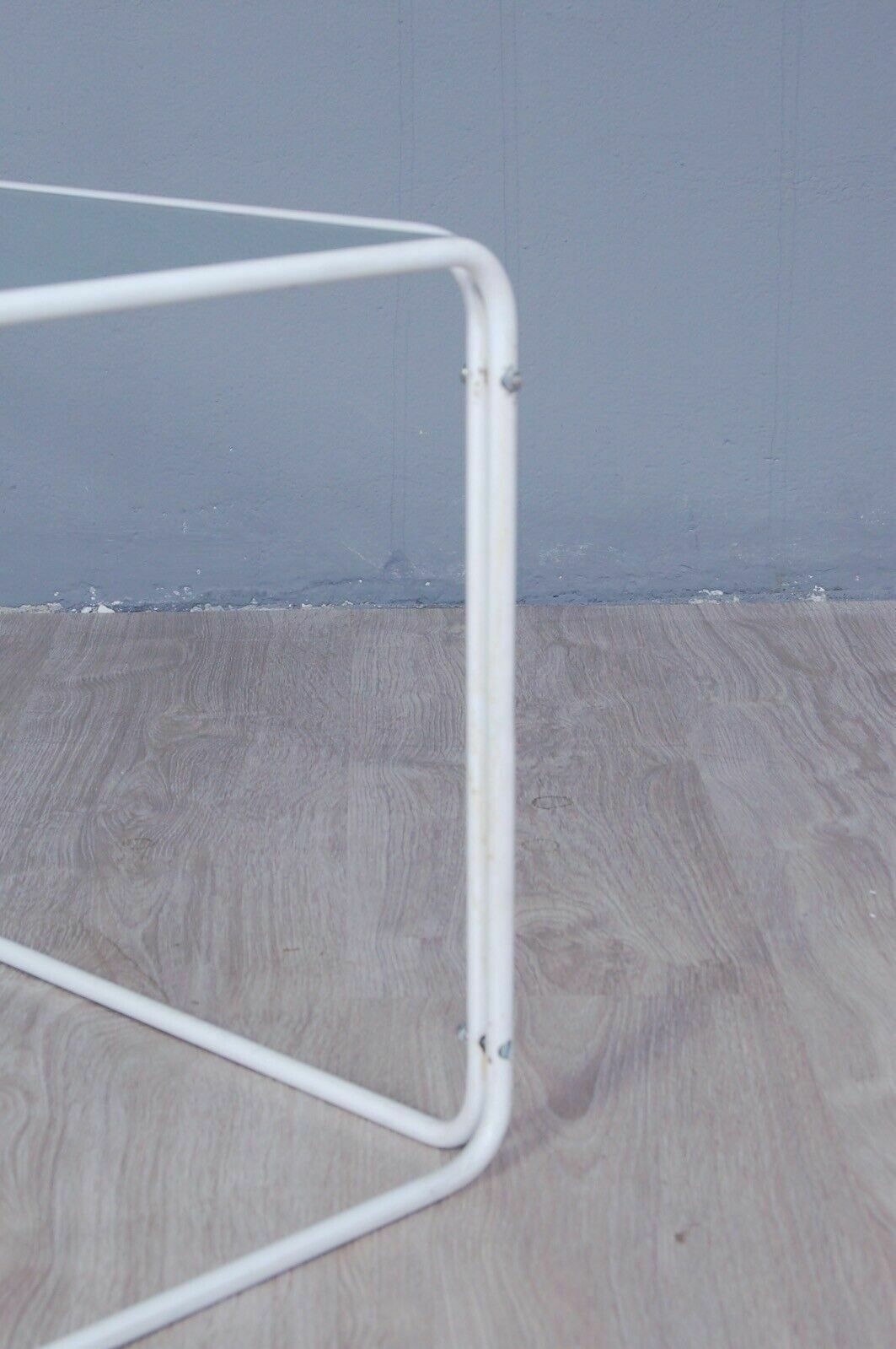 Coffee Table Coffee Table 70s Design Tubular White And Glass photo 106.0