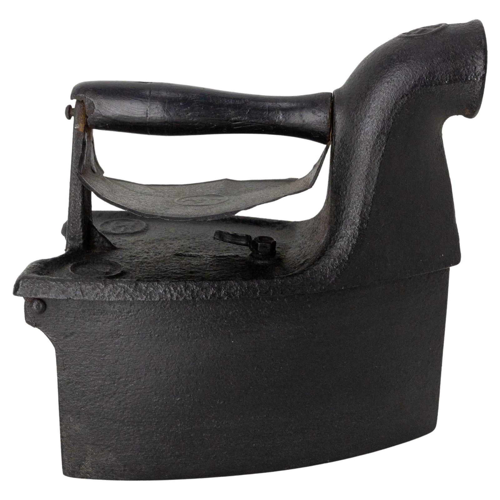 Antique Braise Cast Iron Flat Press Laundry Trivet, France, 19th Century