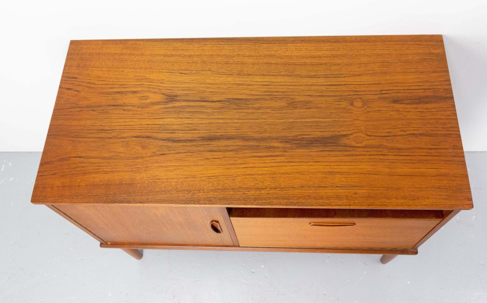 Danish Side Or Hi Fi Cabinet, Teck, Typical Of The 1950s, Midcentury photo furniture
