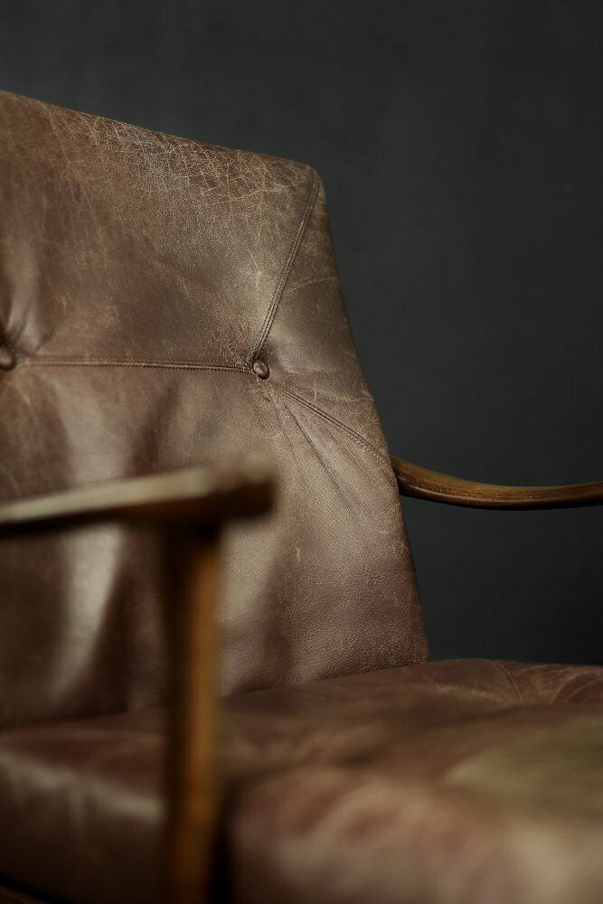 1465.0 Mid Century Danish Modern Beech & Brown Leather Armchair From Farstrup Møbler, 1970s photo