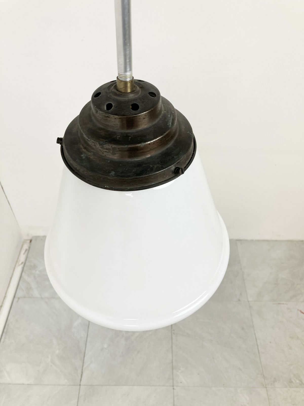 Antique Conical Opaline Pendant Lights  1930s photo furniture
