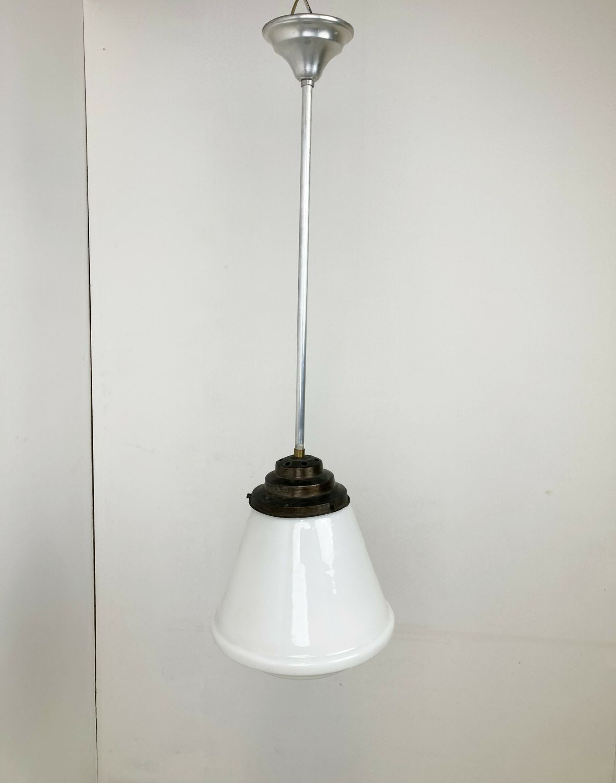 Antique Conical Opaline Pendant Lights  1930s photo vintage