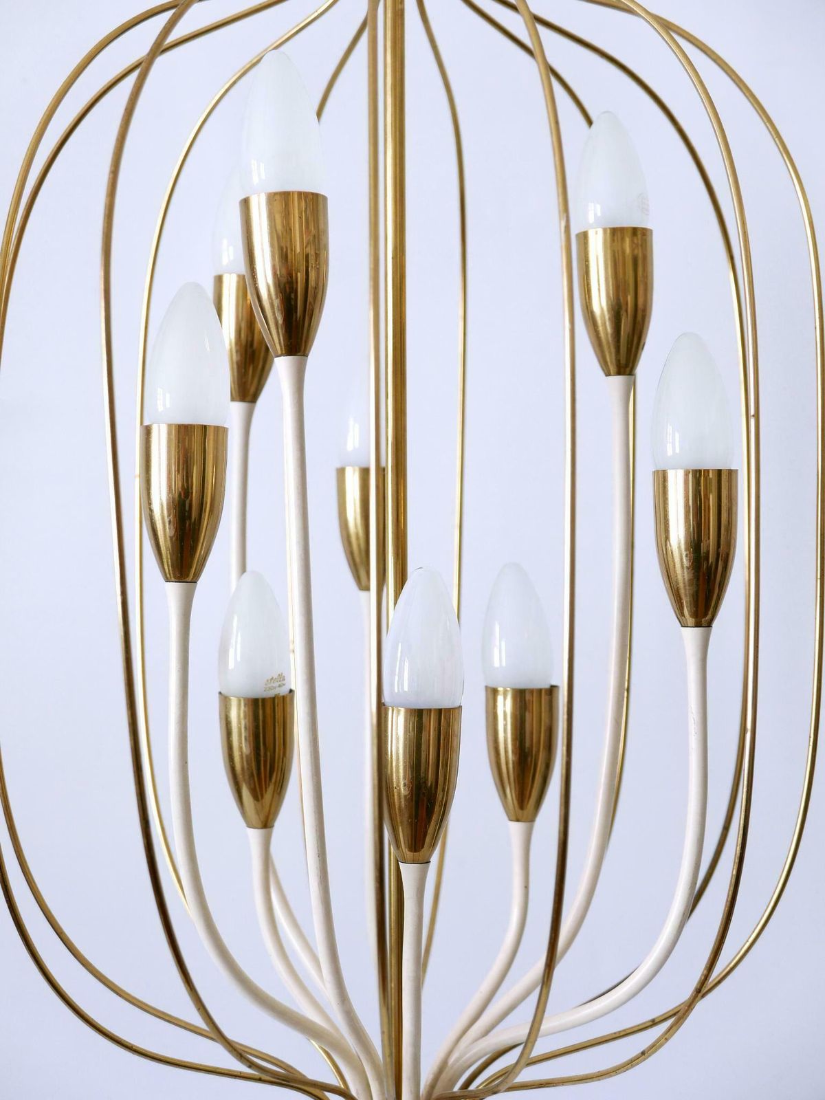 Exceptional Mid Century Modern Nine Flamed Chandelier Or Pendant Lamp 1950s photo for sale