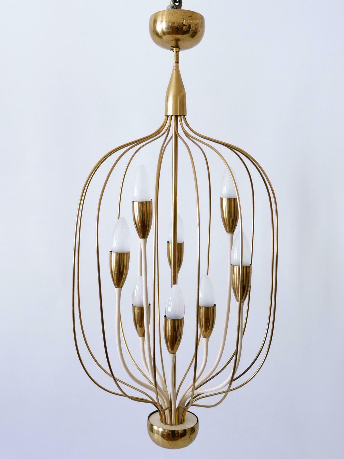 Exceptional Mid Century Modern Nine Flamed Chandelier Or Pendant Lamp 1950s photo Lighting