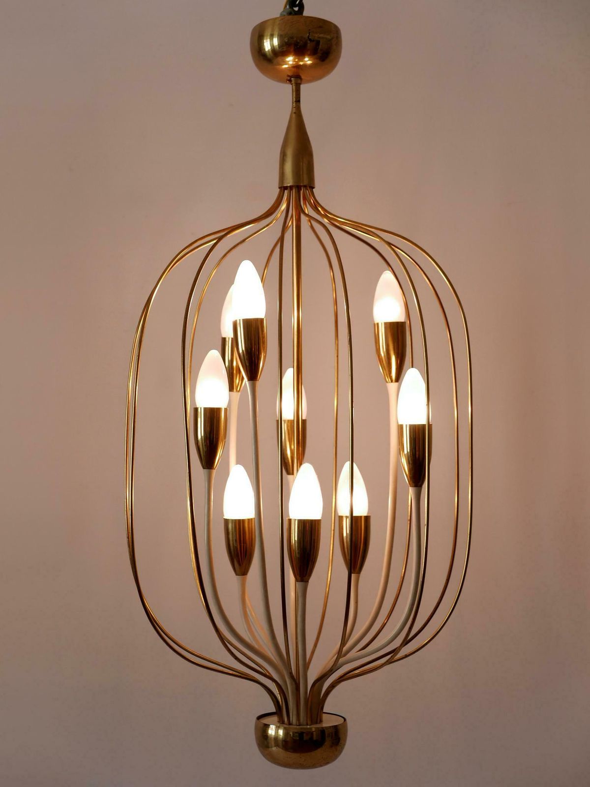 Exceptional Mid Century Modern Nine Flamed Chandelier Or Pendant Lamp 1950s photo 7854.0