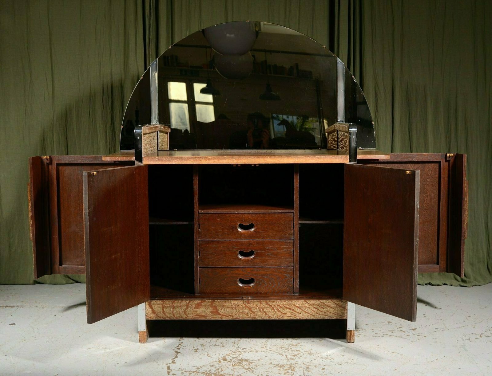 An Art Deco Limed Oak Cocktail Cabinet   C.1930 photo furniture
