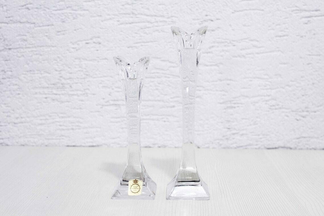 Set Of 2 Nachtmann Crystal Candlesticks photo for sale