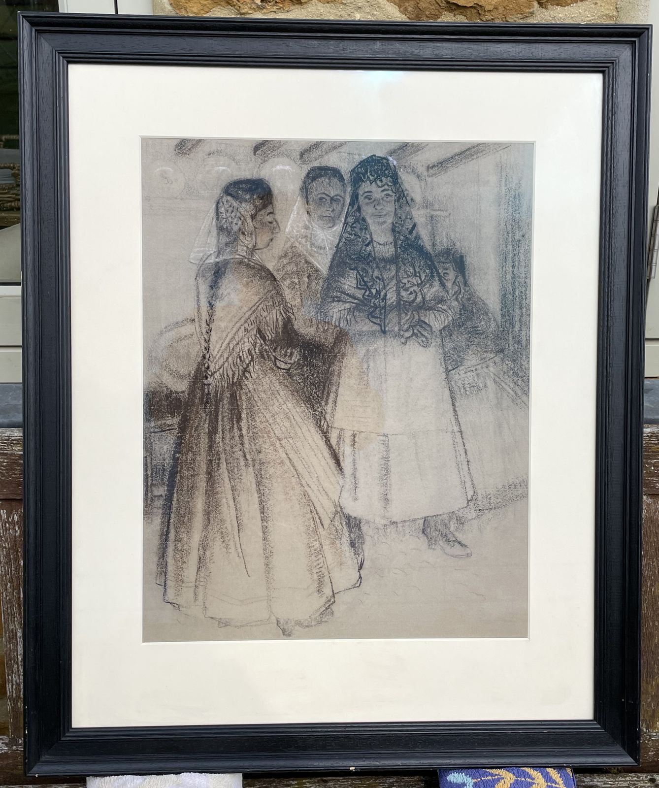 Robert Sargent Austin Ra   British Drawing Of Spanish Women Going To Mass