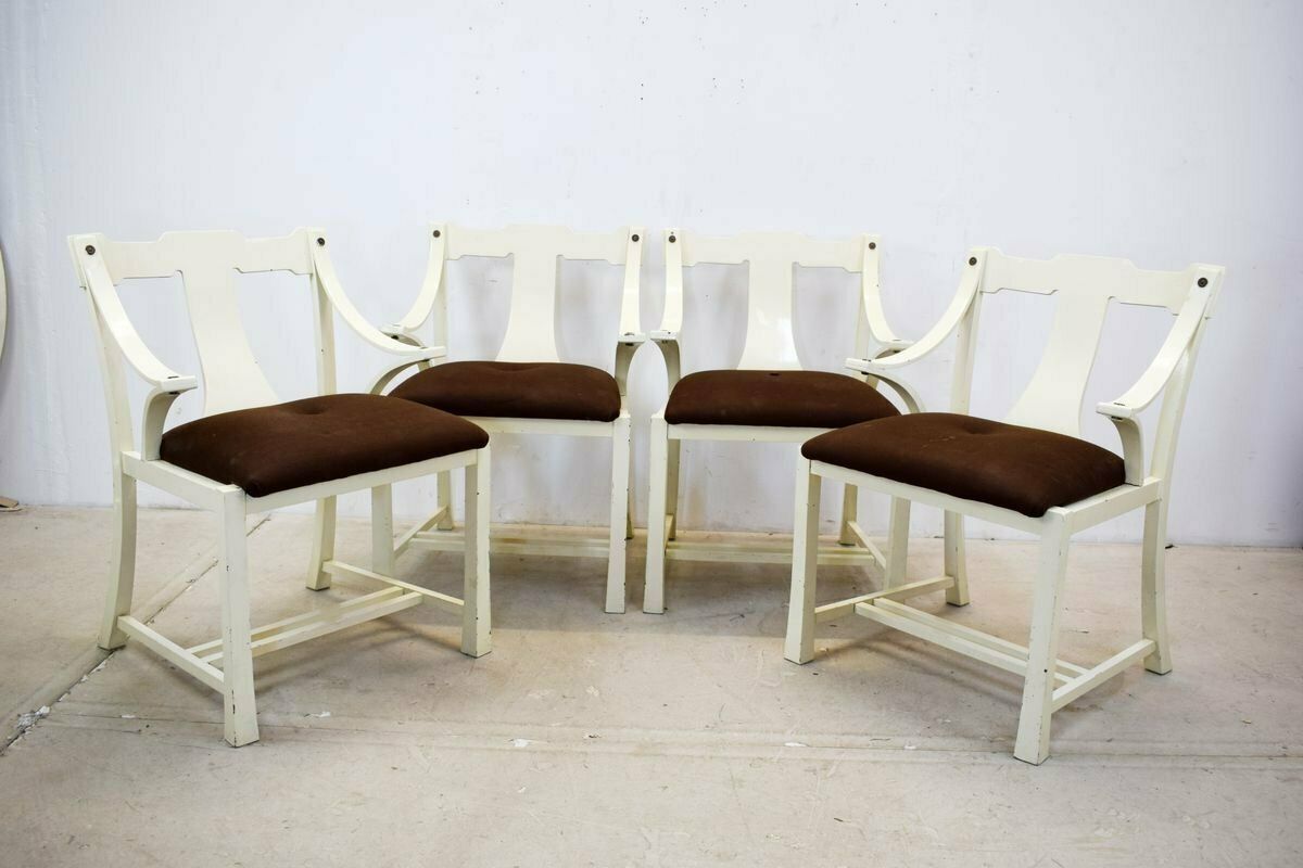 Italian Painted Wooden Dining Chairs, 1960s, Set Of 4