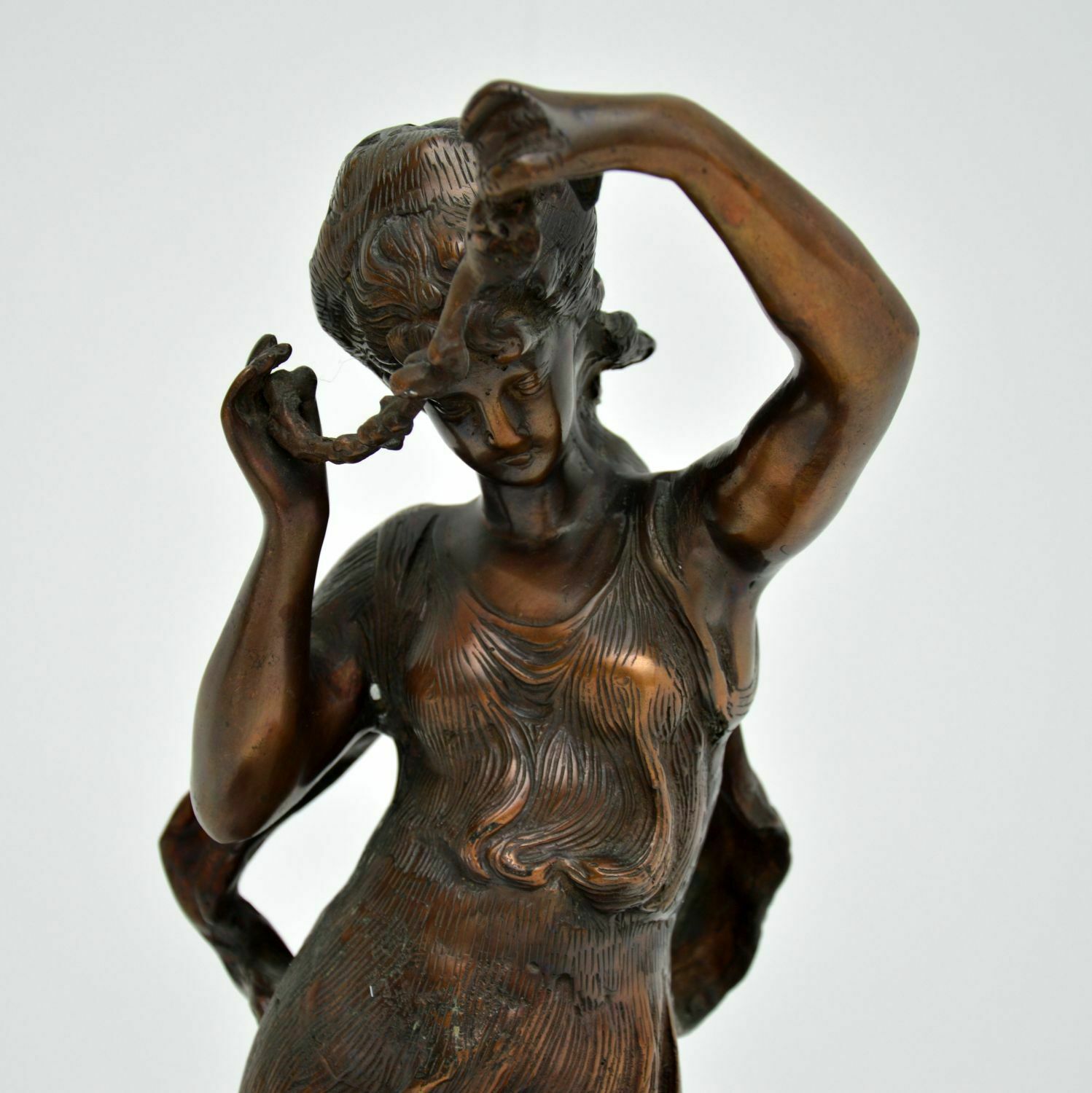 Antique Bronze Sculpture Of Woman And Child photo for sale
