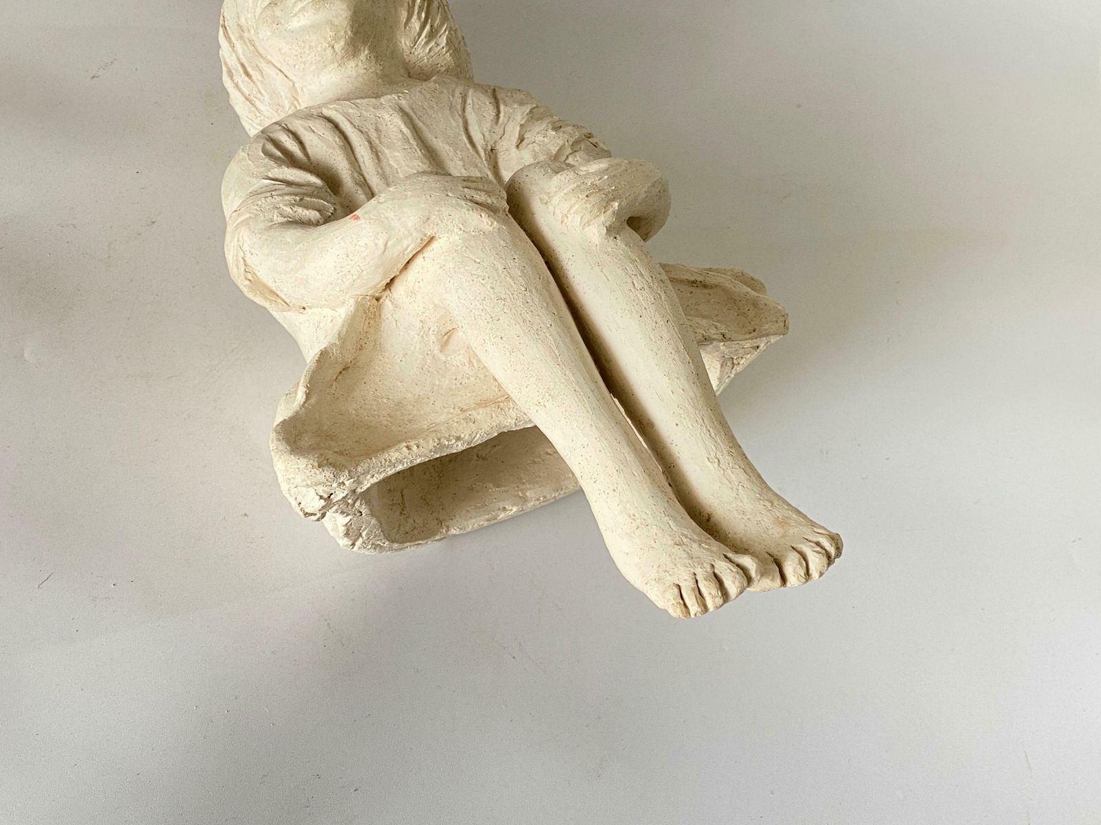 photo furniture Plaster Sculpture Art Deco Period Sitting Woman France, Circa 1930