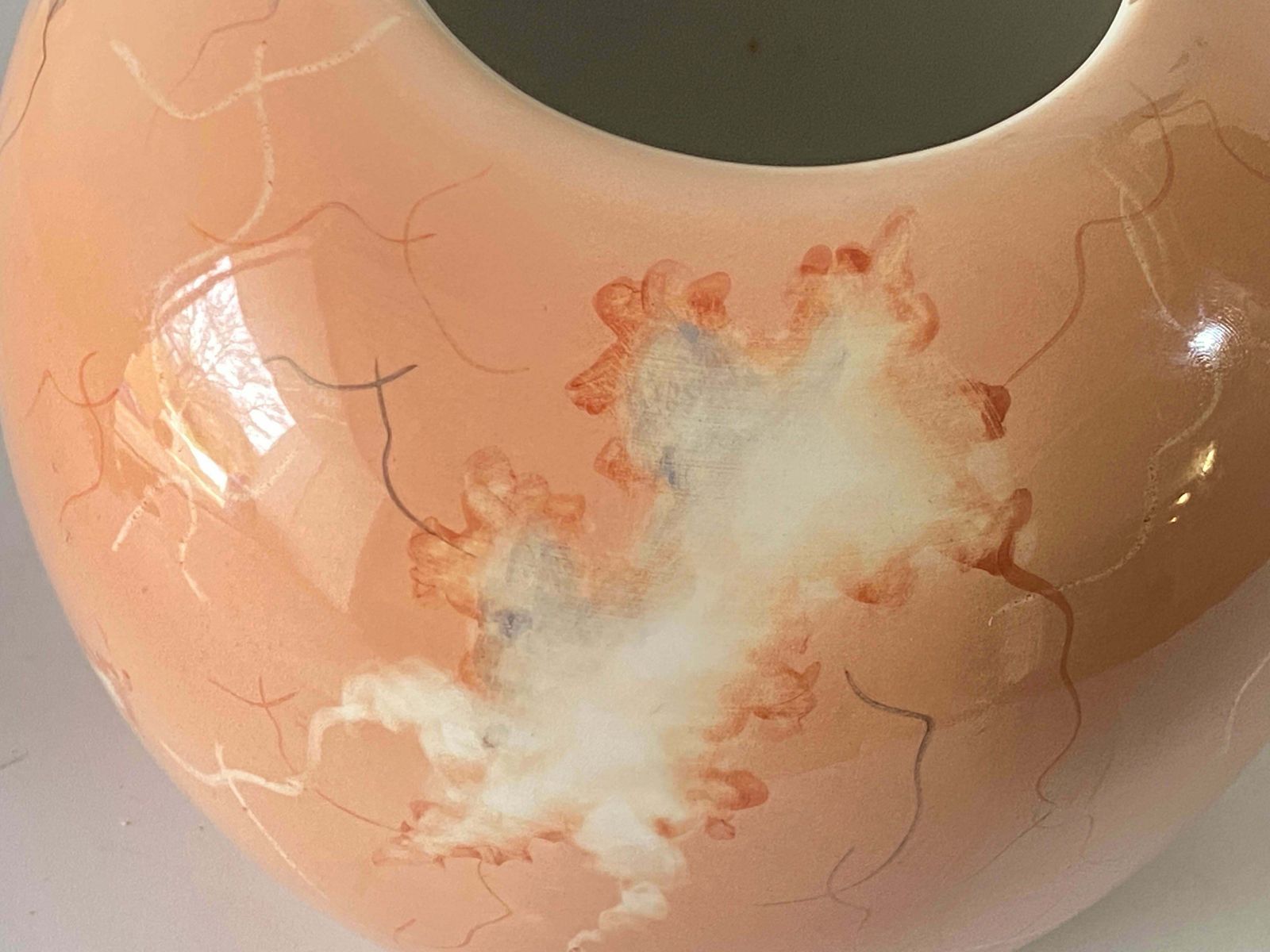 Round Porcelain Vase Portugal 1970 Pink Colour photo Home Decor