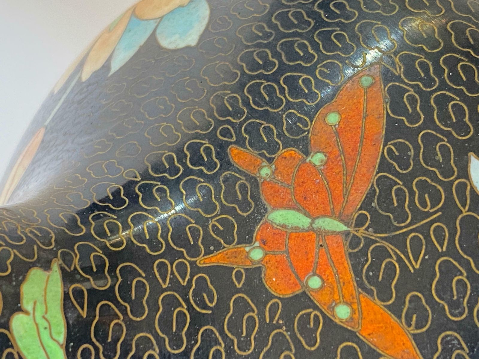 Antique Chinese Black Cloisonné Table Lamp With Floral Motif China Circa 1890 photo Lighting