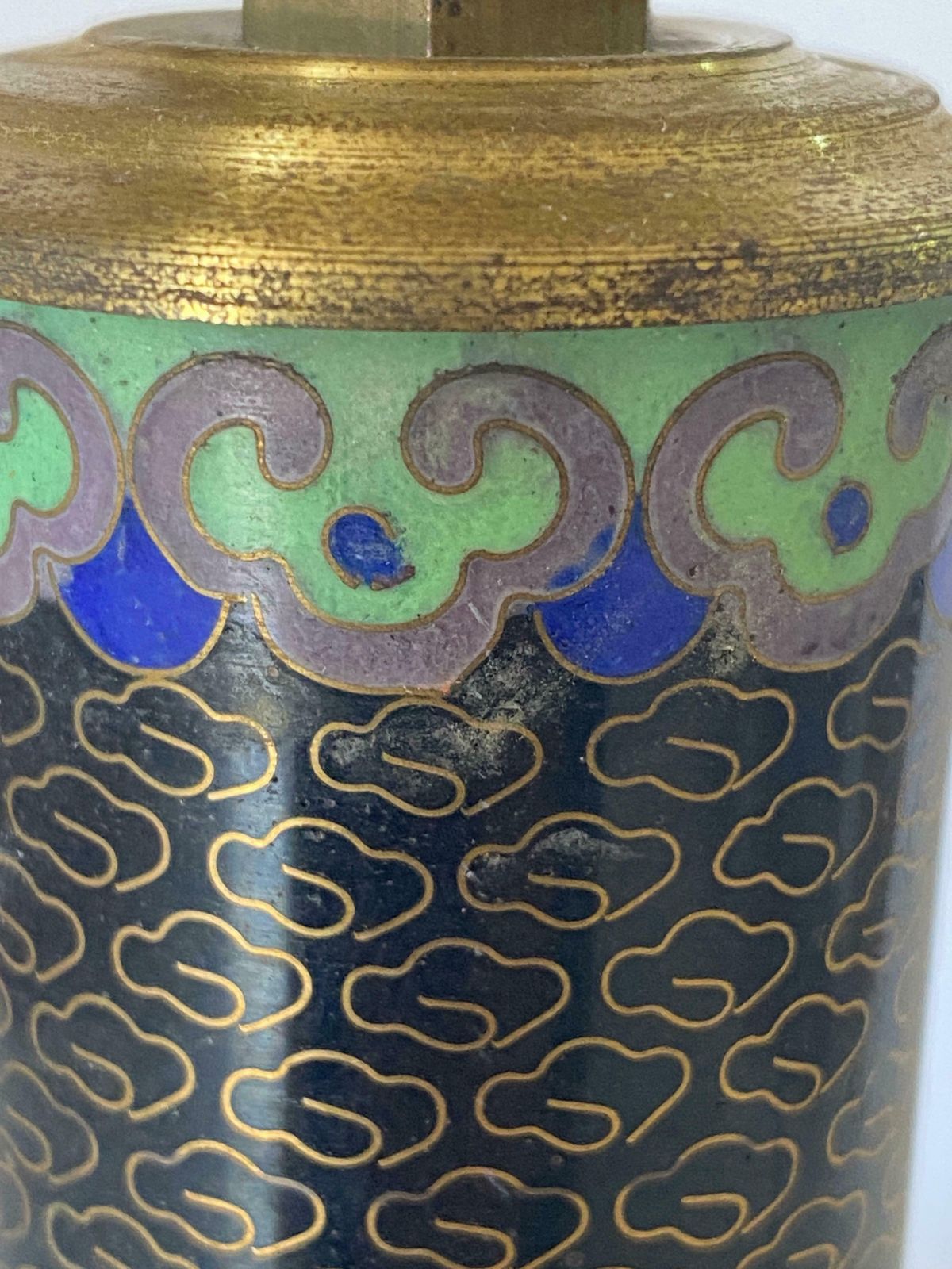 Antique Chinese Black Cloisonné Table Lamp With Floral Motif China Circa 1890 photo 486.0