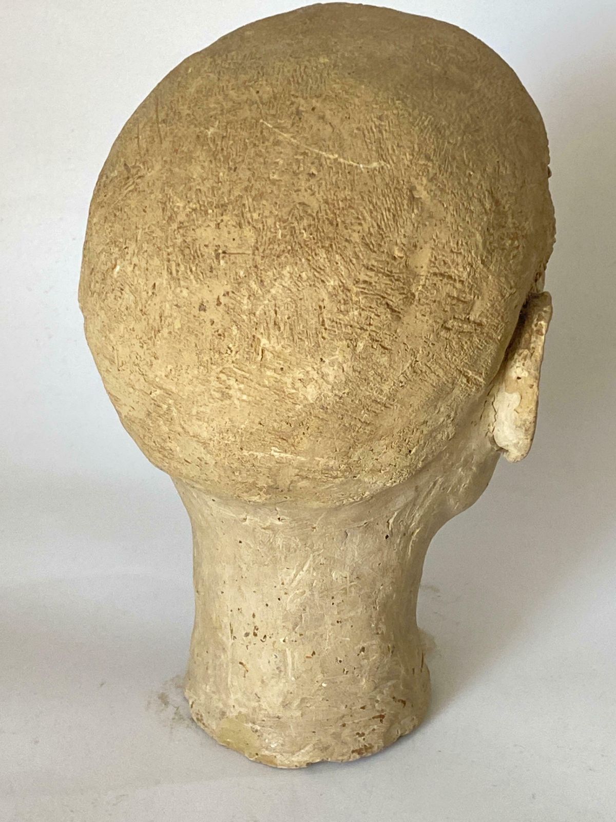 Art Deco Terracotta Sculpture, White Colour, Man Head, France 1940 photo vintage