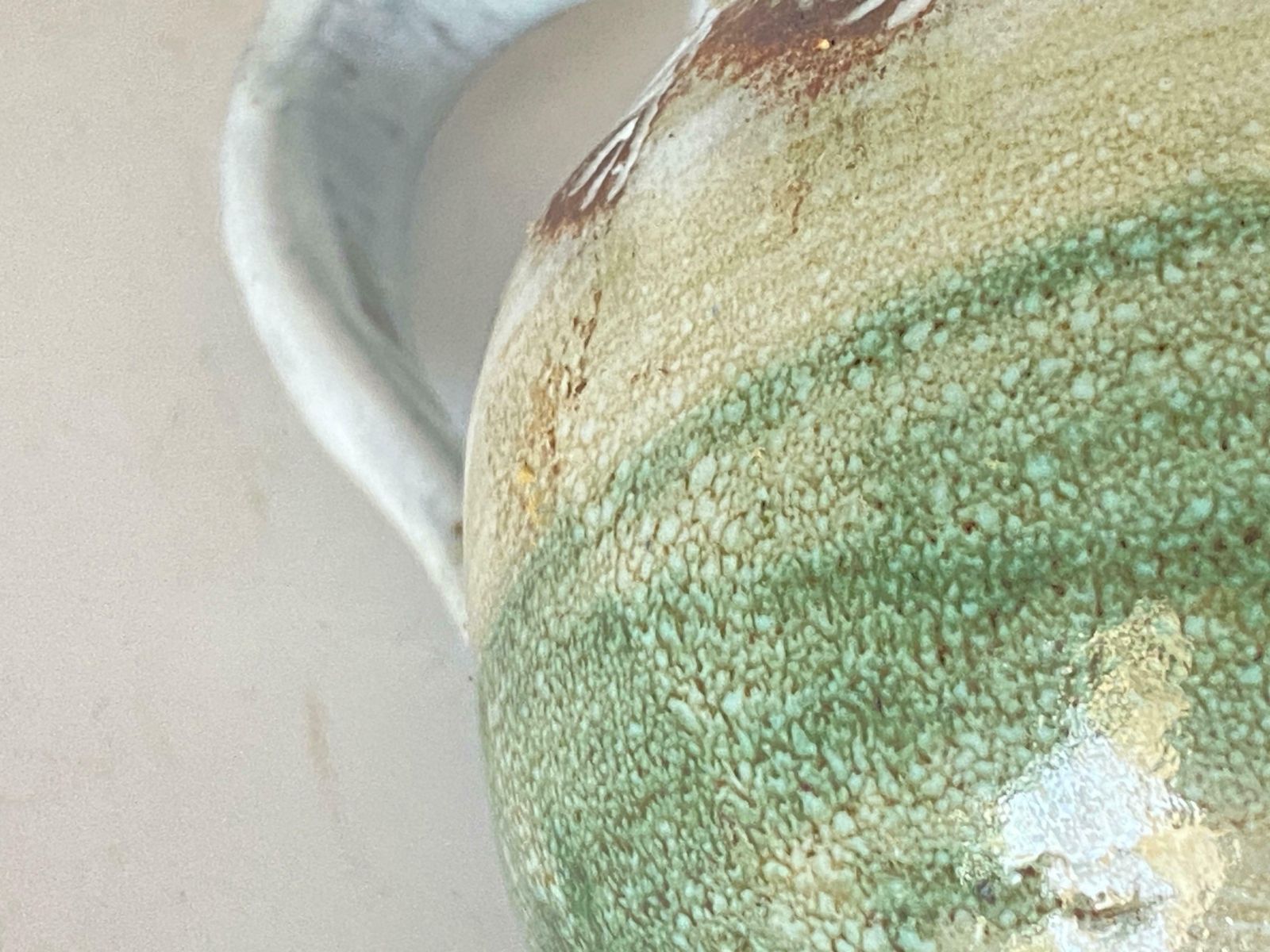 Ceramic Pitcher, In Brown And Black Green, Signed, Vintage, France, 1960 photo furniture