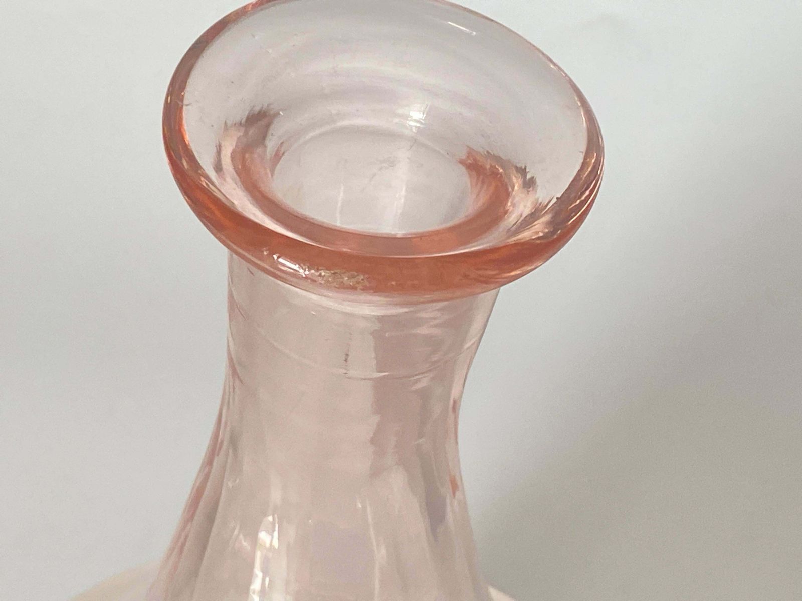 Decorative Vintage Pink Glass Bottles In Glass, France Circa 1940 Set Of 2 photo Home Decor