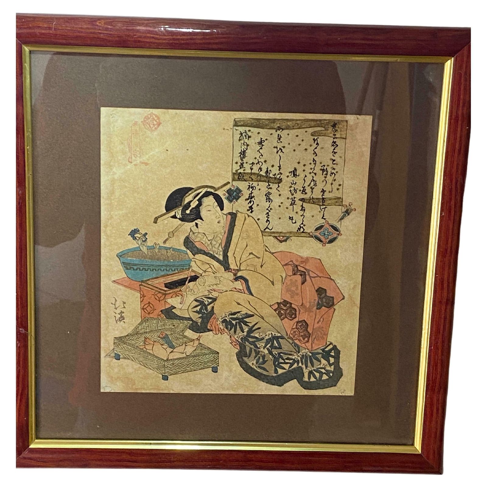 Original Japanese Woodblock Print By Totoya Hokkei 19th Century