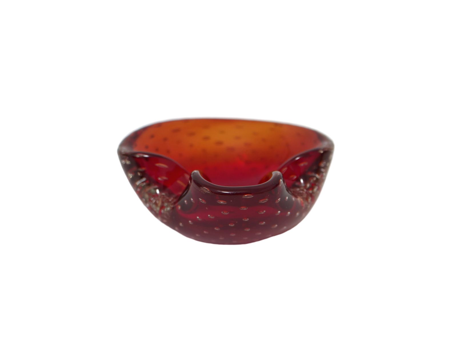Murano Red Art Glass Controlled Bubble Ashtray/Dish, 1960's photo furniture