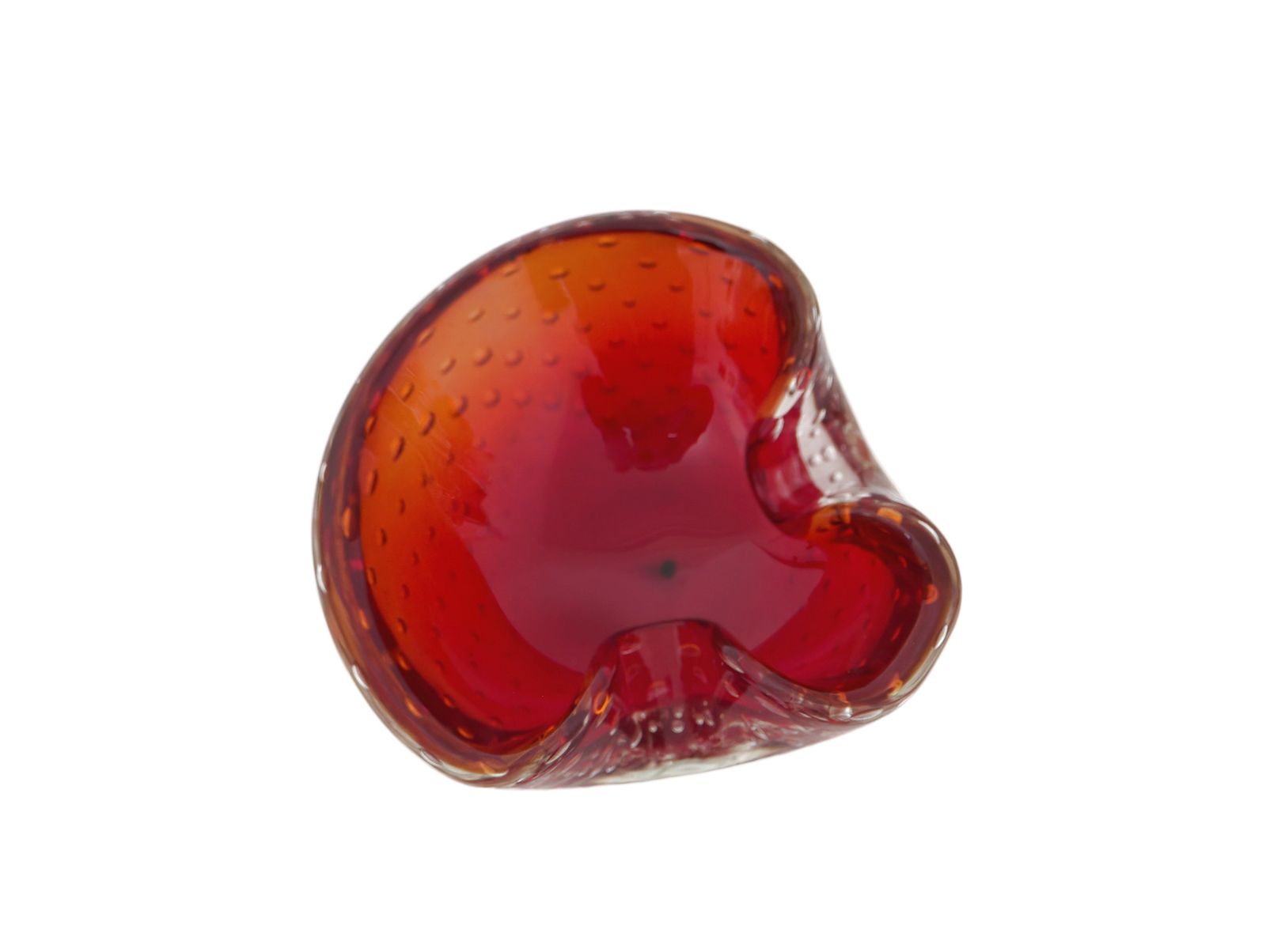Murano Red Art Glass Controlled Bubble Ashtray/Dish, 1960's photo vinterior