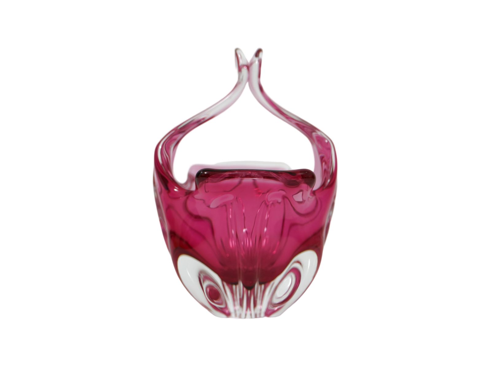 Bohemia Art Glass Bowl By Jozef Hospodka For Chribska Glassworks, Czechoslovakia 1960s, Pink photo vintage