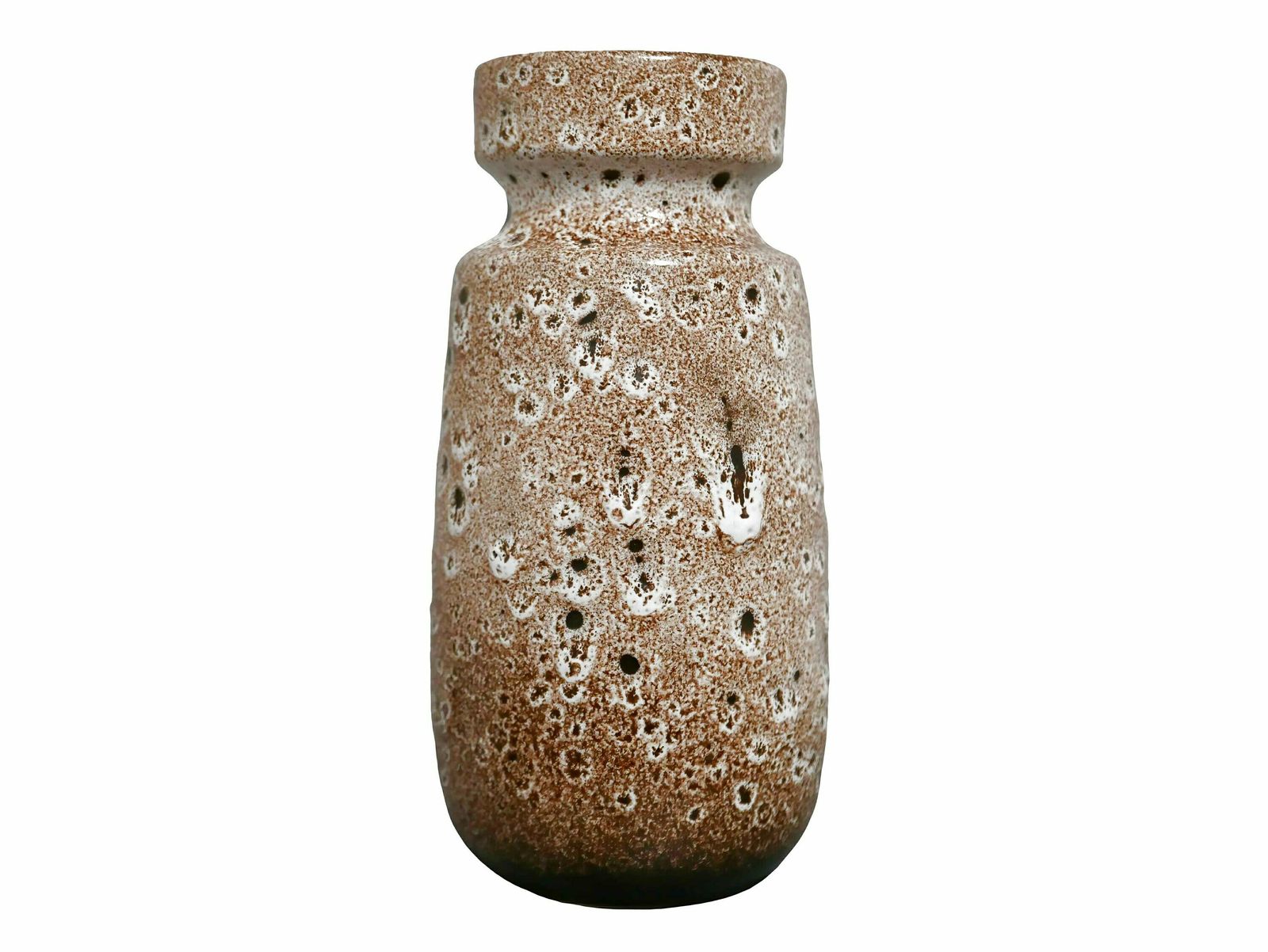 West German Fat Lava Vase, Brown And White, 1970’s photo for sale