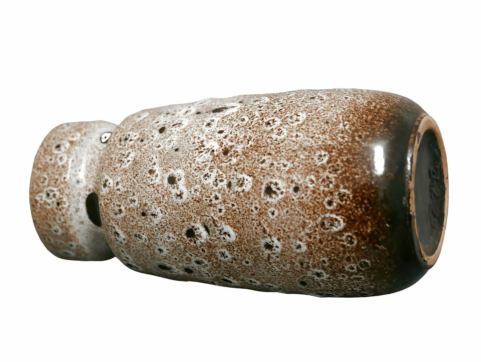 West German Fat Lava Vase, Brown And White, 1970’s photo 50.0