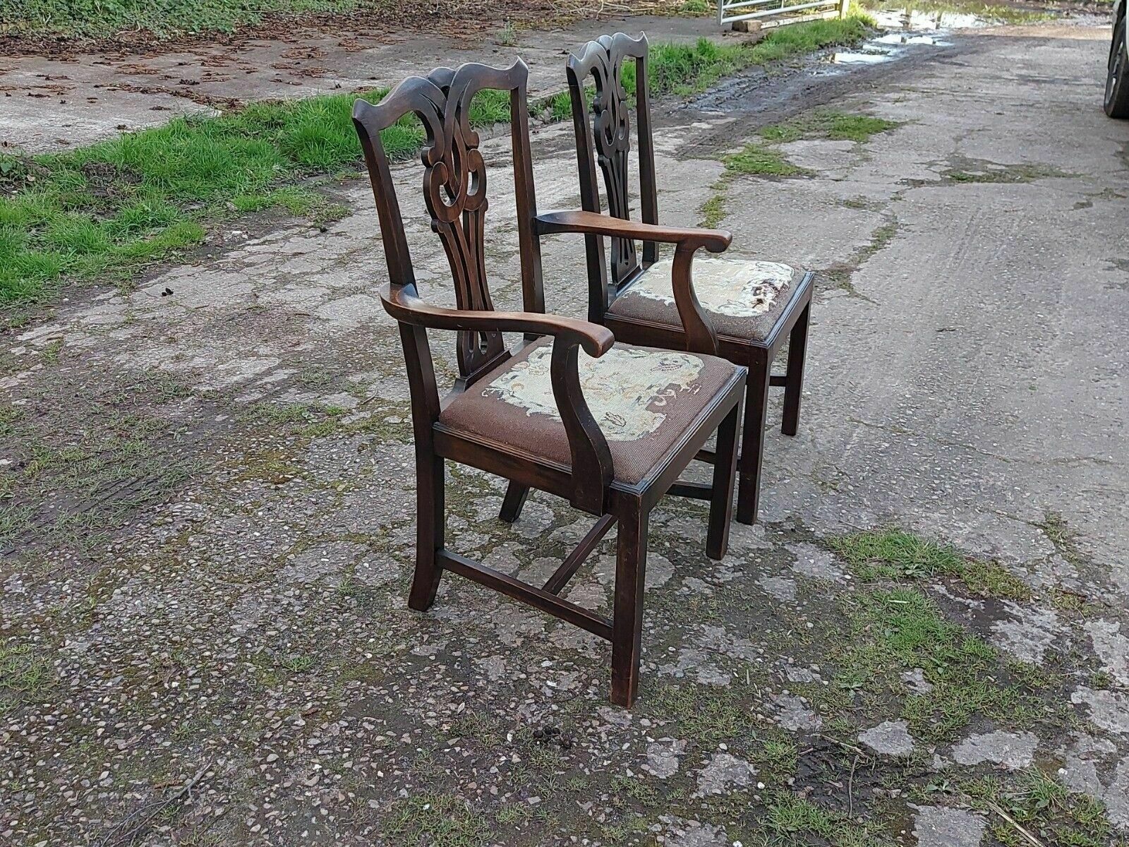 Pair Of Antique His & Hers Chairs, One Being A Carver photo Furniture