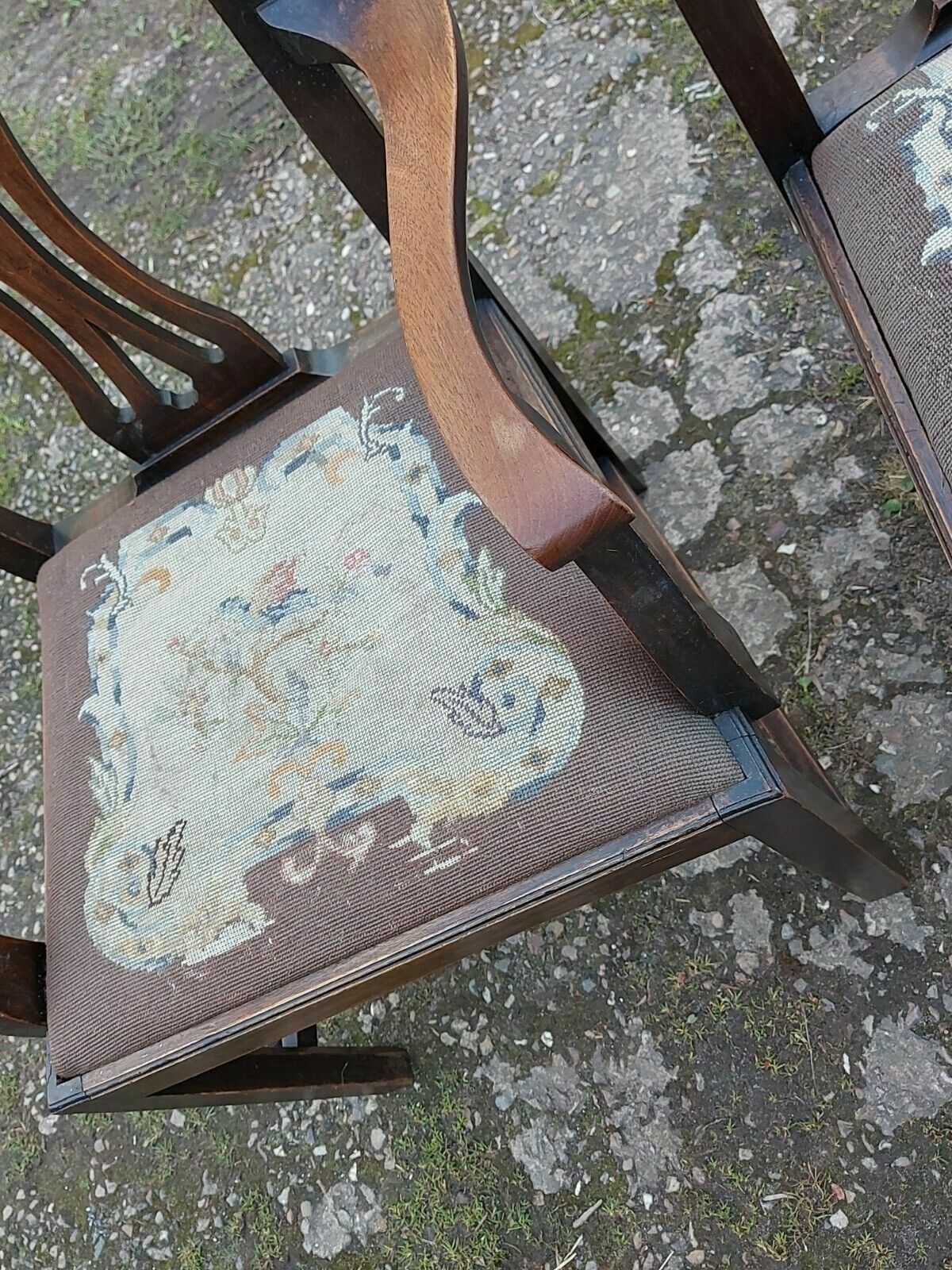Furniture Pair Of Antique His & Hers Chairs, One Being A Carver photo