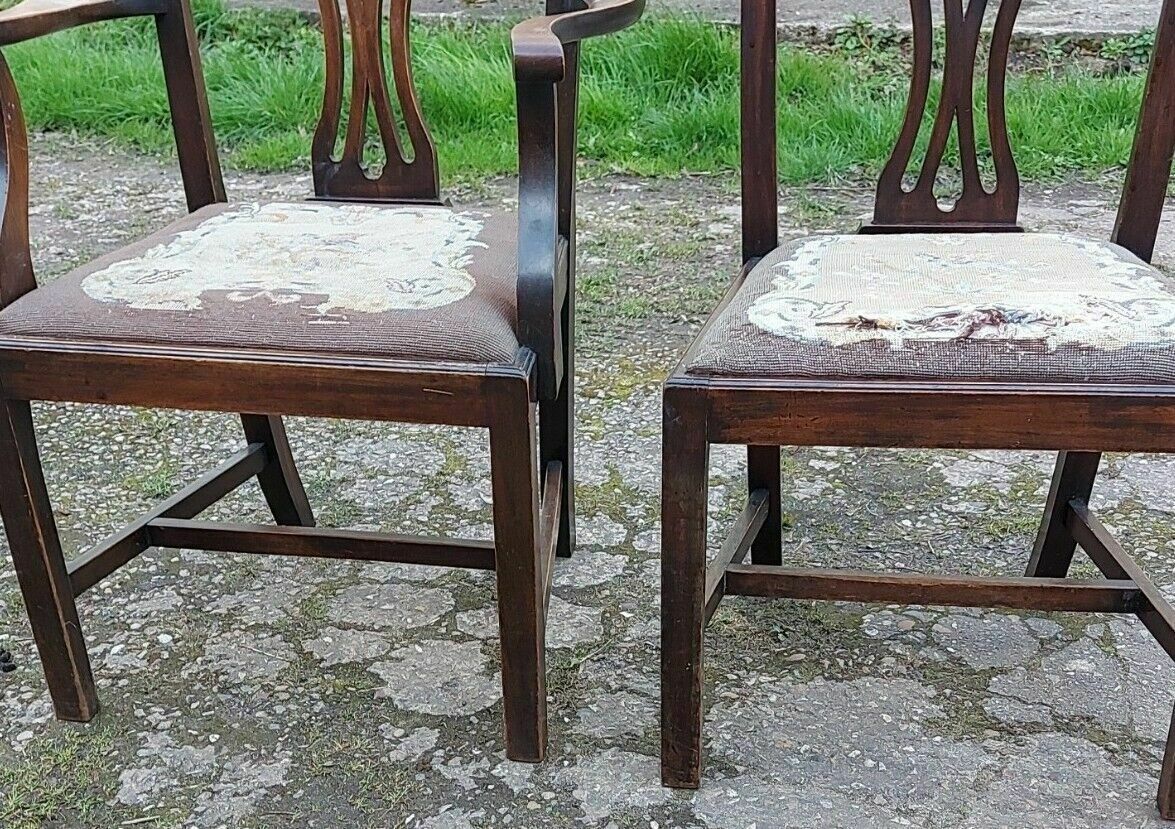 140.0 Pair Of Antique His & Hers Chairs, One Being A Carver photo