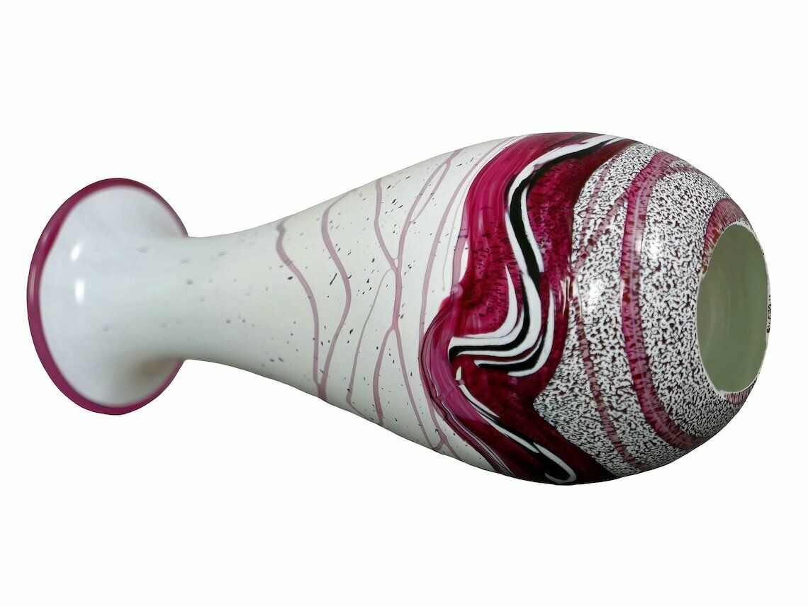 Gozo Vase, Italian Art Glass Pink And White, 1980’s photo buy