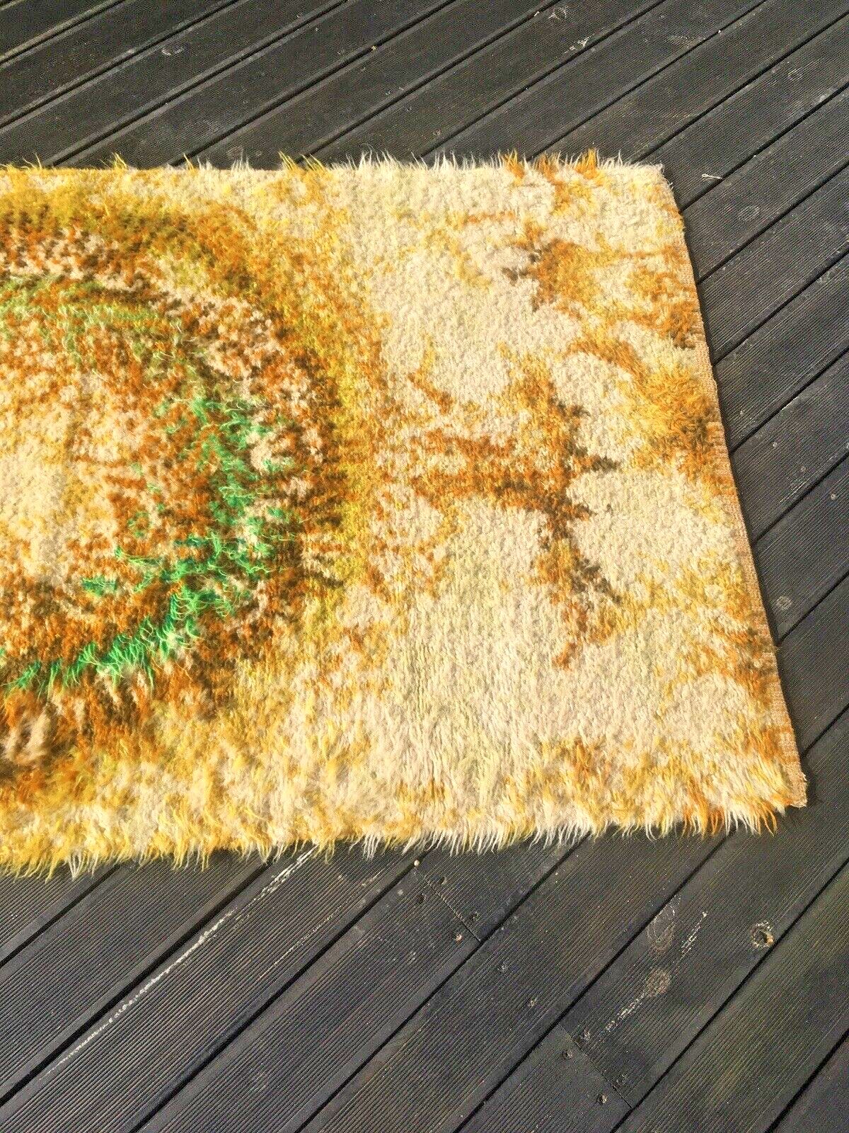 Mid Century Scandi 60's Psychadelic Shag Wool Rug Wall Hanging Rya Vintage Retro photo 230.0