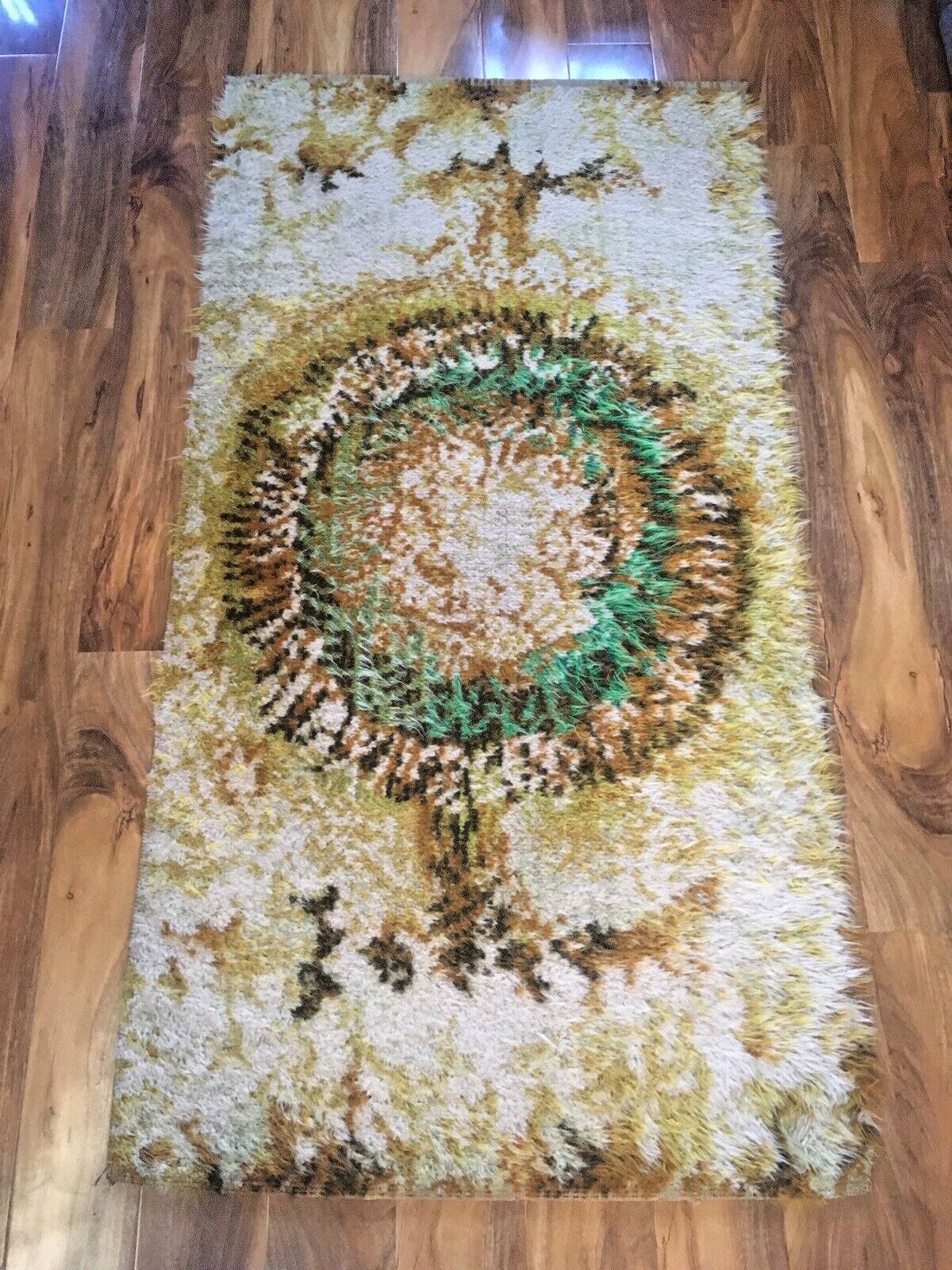 photo buy Mid Century Scandi 60's Psychadelic Shag Wool Rug Wall Hanging Rya Vintage Retro