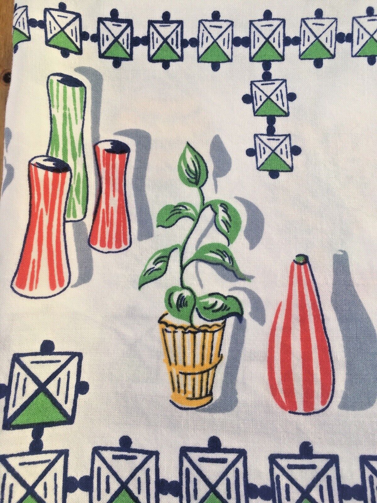 Mid Century Modern 50's Furnishings Square Colourful Table Cloth Vintage Retro photo furniture