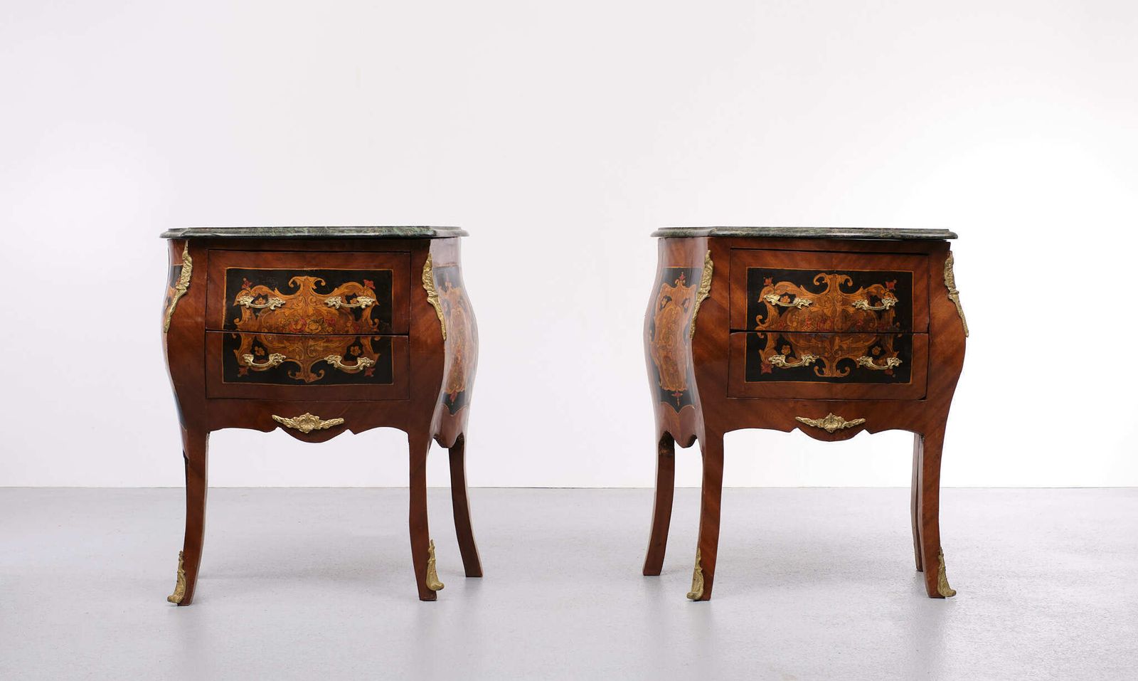 Louis XVI Style Nightstands With Marble Tops, Italy, 1950s