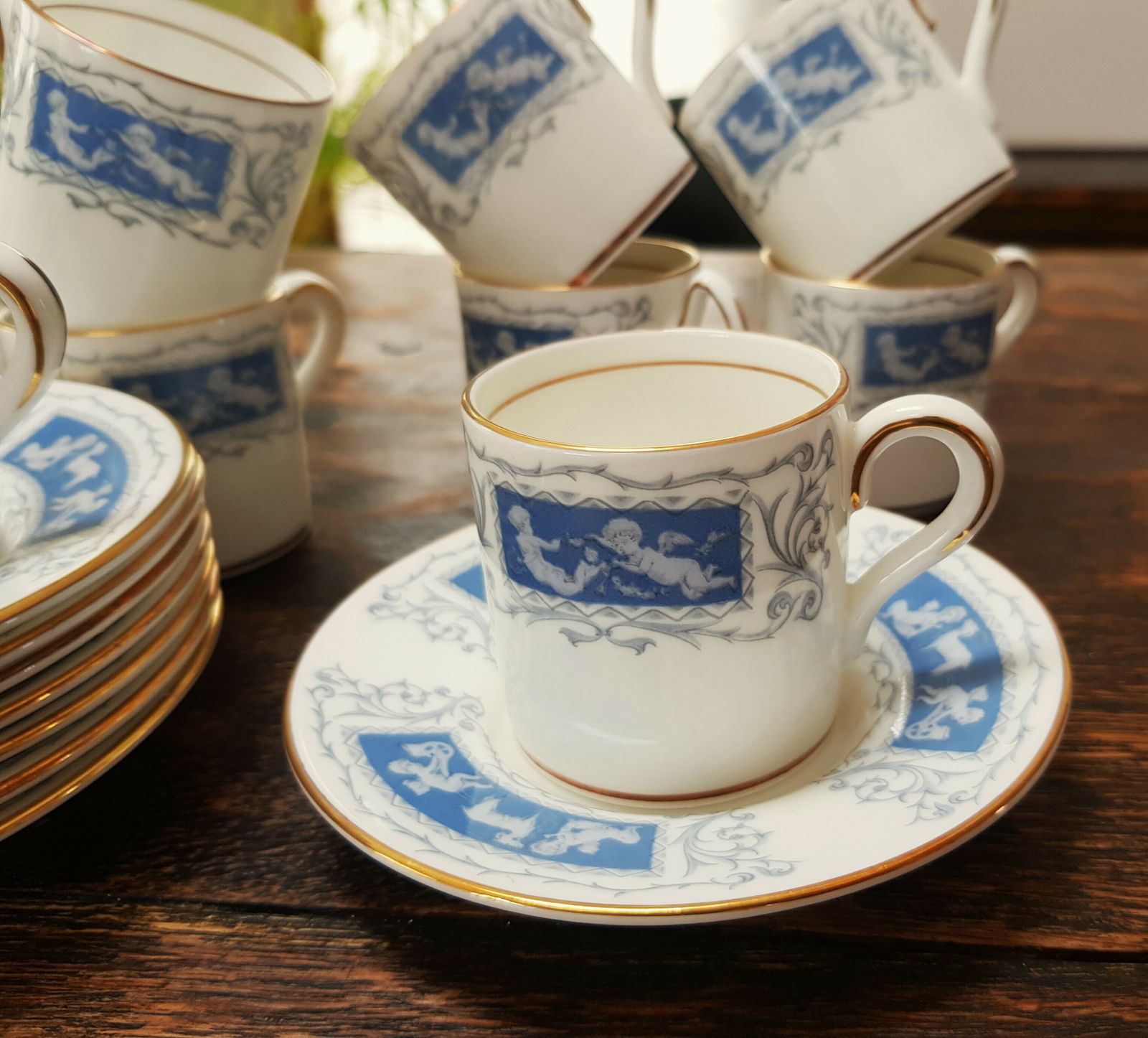 Set Of 8 X 1960's Espresso Cups & Saucers By Coalport