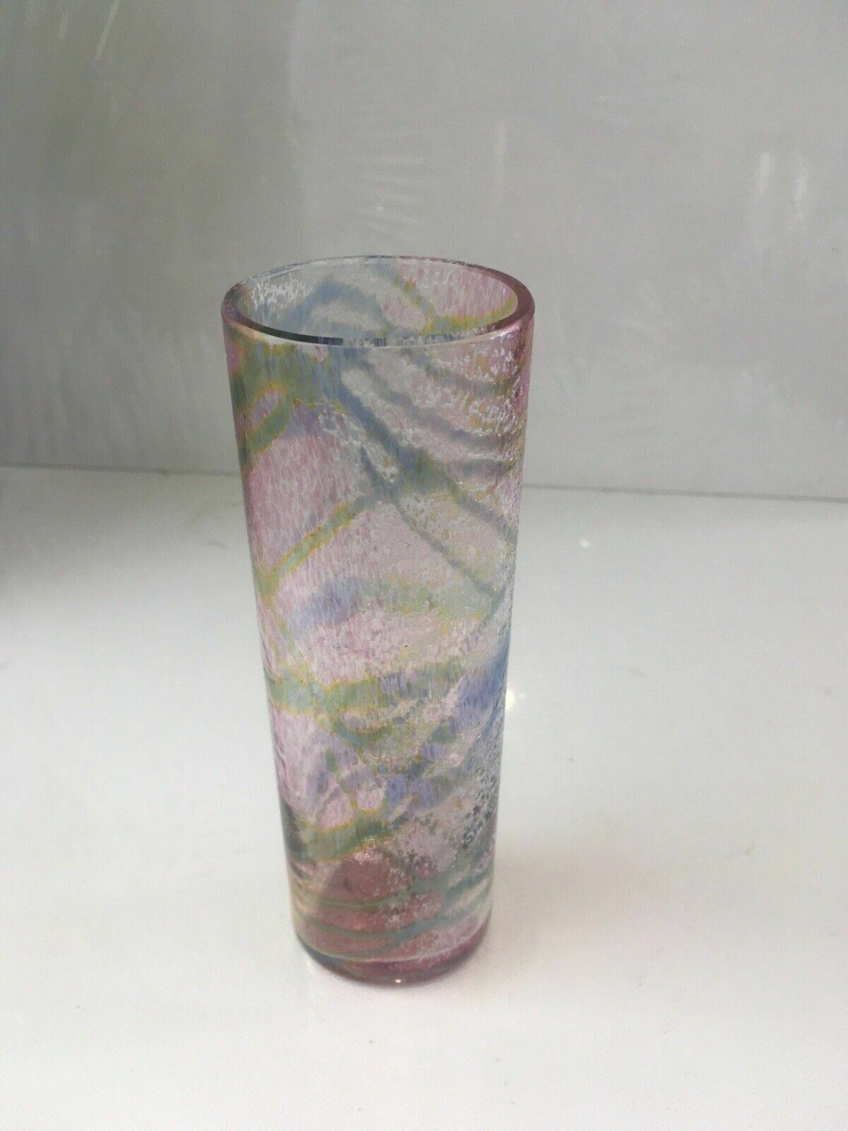 photo buy Beautiful Okra Coral Speckled Abstract Web Studio Glass Bud Vase Richard Golding