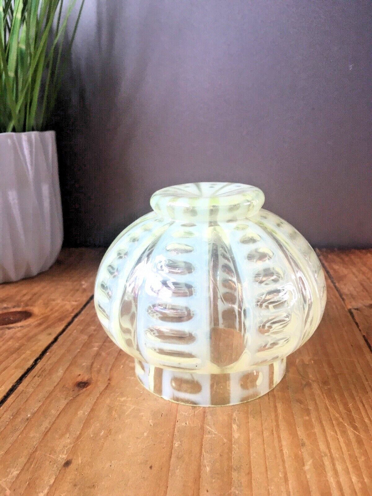photo furniture Antique Vaseline Glass Opalescent Uranium Posy Flower Frog Vase Sugar Bowl ?