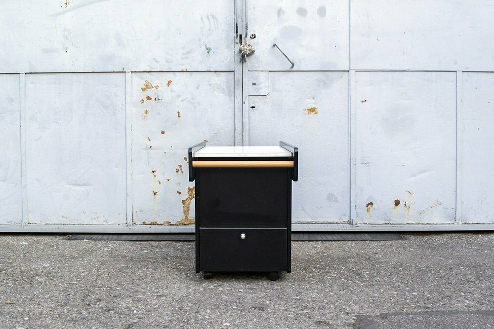 Bar Trolley In Lacquered Wood, 80s photo furniture