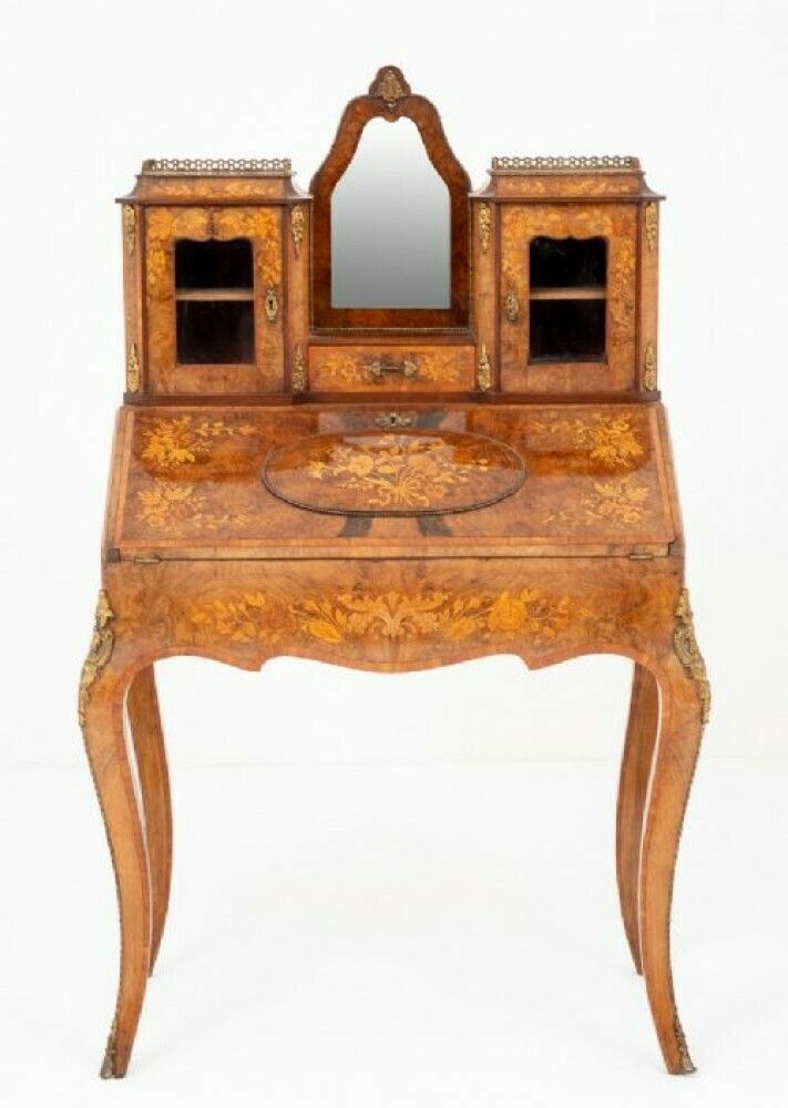 Antique French Desk   Walnut Bonheur De Jour 1860