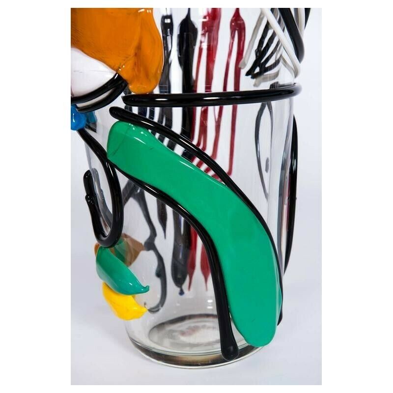 Italian Vase In Murano Glass Multi Color Picasso Style Cenedese 1970s photo Home Decor