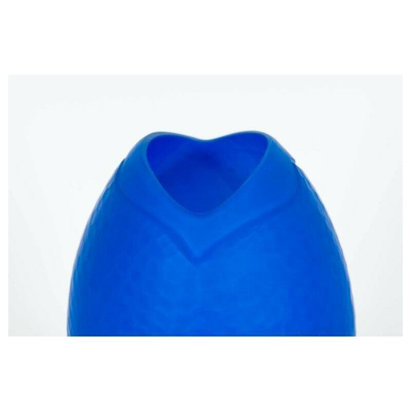 Italian Erotic Sculpture In Blown Murano Glass Light Amber & Blue 1990s photo vinterior