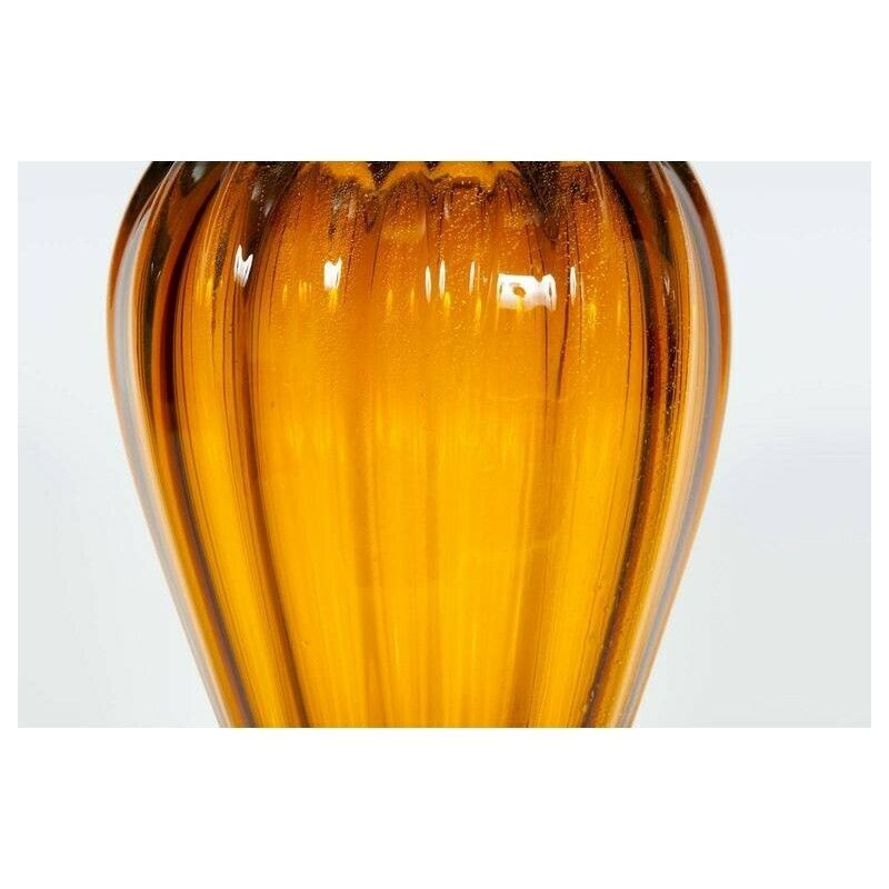 Pair Of Italian Vases In Murano Glass Amber And Gold 1990s photo Home Decor